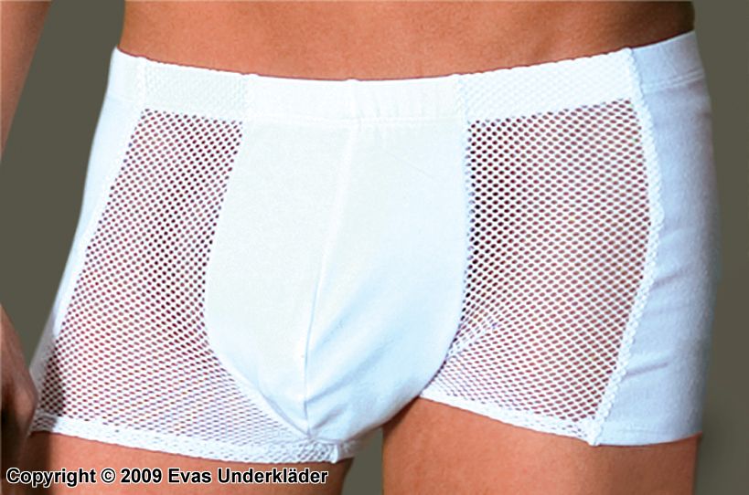 Fitted boxer shorts with mesh panels